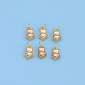 18K Gold Filled Cute Bear Pendant,Dainty Bear Charm Bracelet Necklace for DIY Jewelry Making Supply