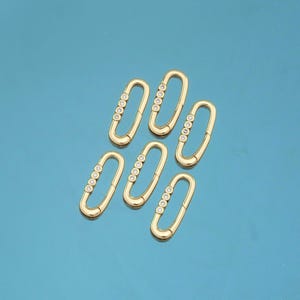 18K Gold Filled Oval Carabiner Clasp,Carabiner Lock Connector,Screw Lock For DIY Jewelry Clasp Finding Necklace Bracelet