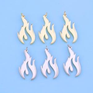 18K Gold Filled Flame Pendant,Dainty Fire Element Charm Bracelet Necklace for DIY Jewelry Making Supply