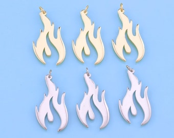 18K Gold Filled Flame Pendant,Dainty Fire Element Charm Bracelet Necklace for DIY Jewelry Making Supply
