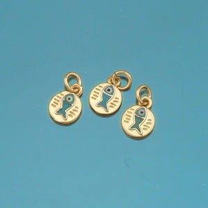 18K Gold Filled Fish Pendant,Enamel Fish Charm Bracelet Necklace for DIY Jewelry Making Supply