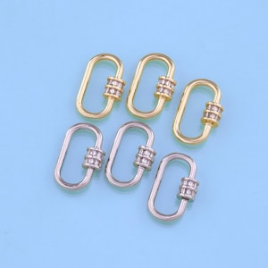 18K Gold Filled Oval Carabiner Clasp,Carabiner Lock Connector,Screw Lock For DIY Jewelry Clasp Finding Necklace Bracelet