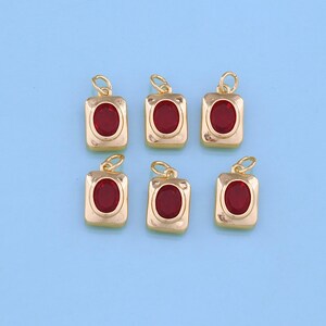 18K Gold Filled Rectangle Pendant,Dainty Rectangle Charm Bracelet Necklace for DIY Jewelry Making Supply