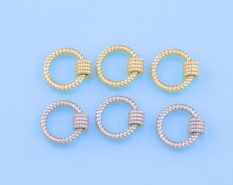 18K Gold Filled Round Screw Clasp,Carabiner Lock Connector,Spring Push Gate Lock For DIY Jewelry Clasp Finding Necklace Bracelet