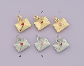 18K Gold Filled Enamel Love Letter Pendant,Love Letter Charm Bracelet Necklace for DIY Jewelry Making Supply