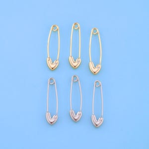 18K Gold Filled Spring Push Gate Safety Pin Charm,Spring Push Gate Lock For DIY Jewelry Clasp Finding Necklace Bracelet