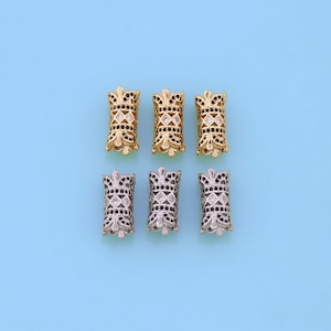 18K Gold Filled Tube Spacer Beads Pendant,Dainty Barrel Beads Charm Bracelet Necklace for DIY Jewelry Making Supply