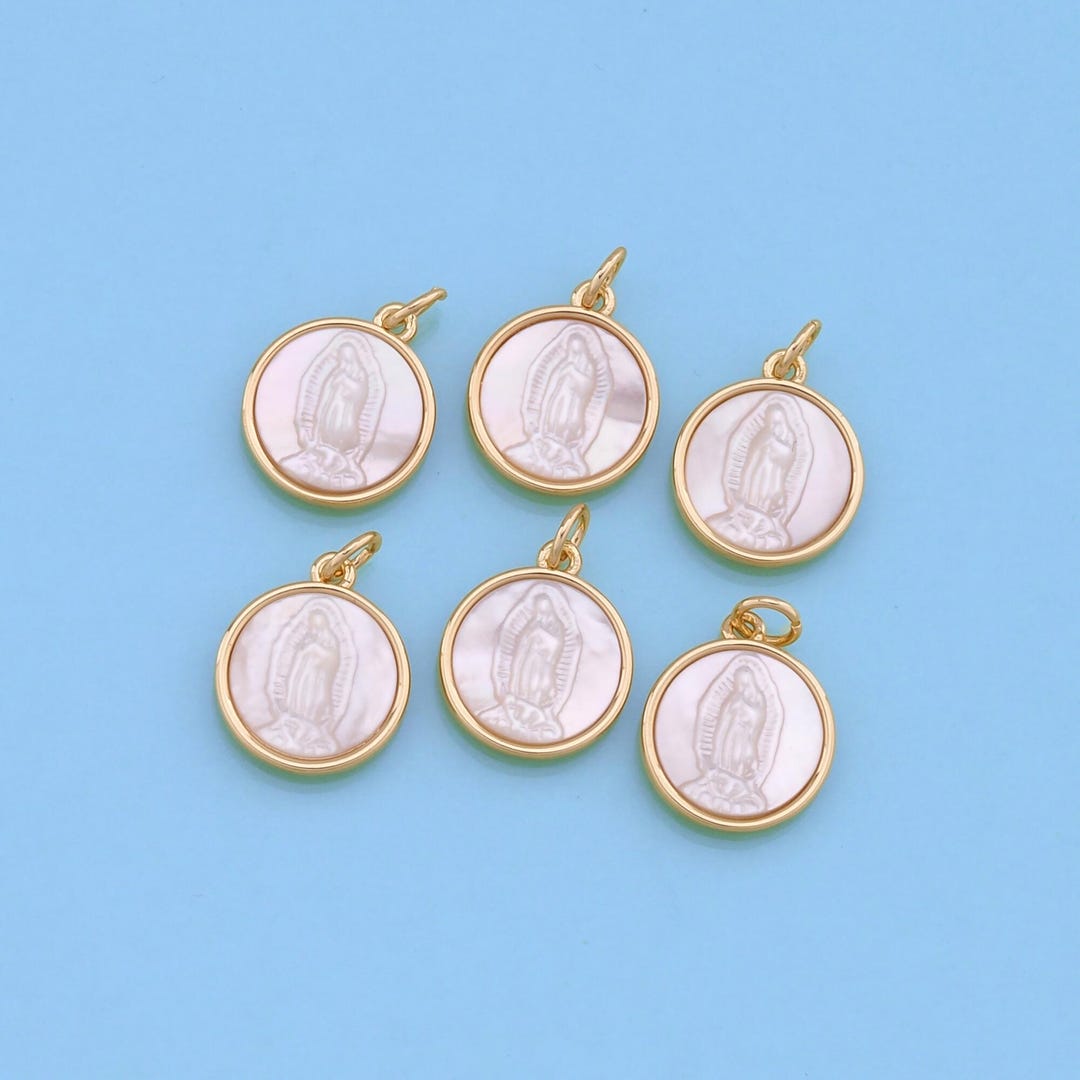 Virgin Mary Shell 18K Gold Filled Shell Virgin Mary Pendant,our Lady Charm Bracelet ...
