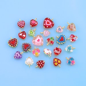 Colorful Heart Ceramic Pendant Charms for DIY Jewelry Findings Necklace Bracelet Making