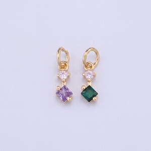 18K Gold Filled CZ Tiny Square Pendant,DIY Jewelry Pendant,Tiny Square Charm for Necklace Bracelet Making