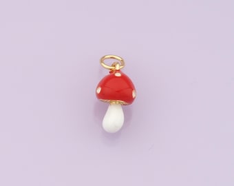 Ciondoli a forma di fungo d'oro, ciondolo a forma di fungo smaltato in oro 18 carati, collana con braccialetto con ciondoli Kawaii per la fornitura di gioielli fai da te