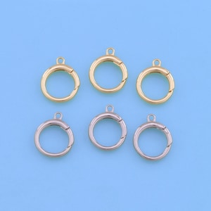 18K Gold Filled Round Carabiner Clasp,Carabiner Lock Connector,Spring Push Gate Lock For DIY Jewelry Clasp Finding Necklace Bracelet