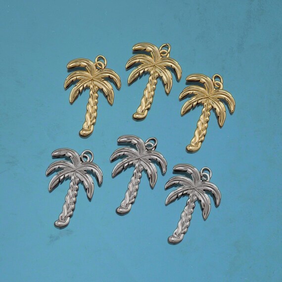 Charme Breloque Palmier émaillé Avec Perles - Pour Bracelet Ou Collier - Neuf Sans Emballage