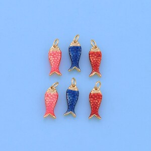 18K Gold Filled Enamel Fish Pendant,Fish Charm Bracelet Necklace for DIY Jewelry Making Supply