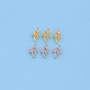 18K Gold Filled Palm Tree Pendant,CZ Micro Pave Tree Charm Bracelet Necklace for DIY Jewelry Making Supply