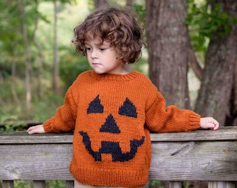 Kinder Jack O Lantern Pullover Strickmuster