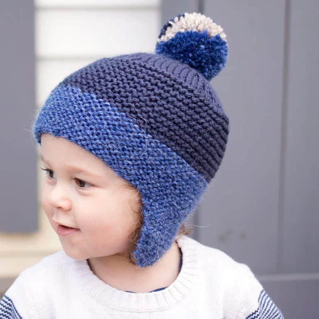 Toddler Ear Flap Hat Knitting Pattern – Easy Flat Knit Winter Hat – PDF ...