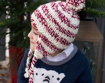 Kids Ear Flap Hat Knitting Pattern