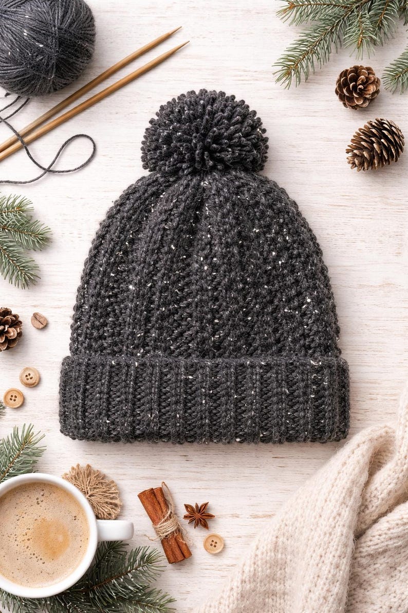 Chunky Ribbed Hat Knitting Pattern – Easy Beginner Super Bulky Yarn ...