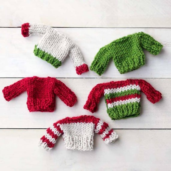 Easy Mini Christmas Sweater Ornaments Knitting Pattern UK