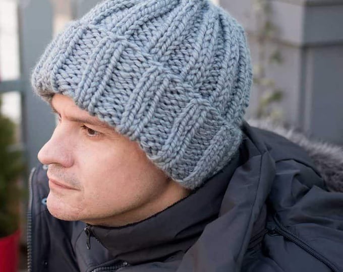 Easy Men’s Hat Knitting Pattern – Basic Knit Beanie in the Round ...