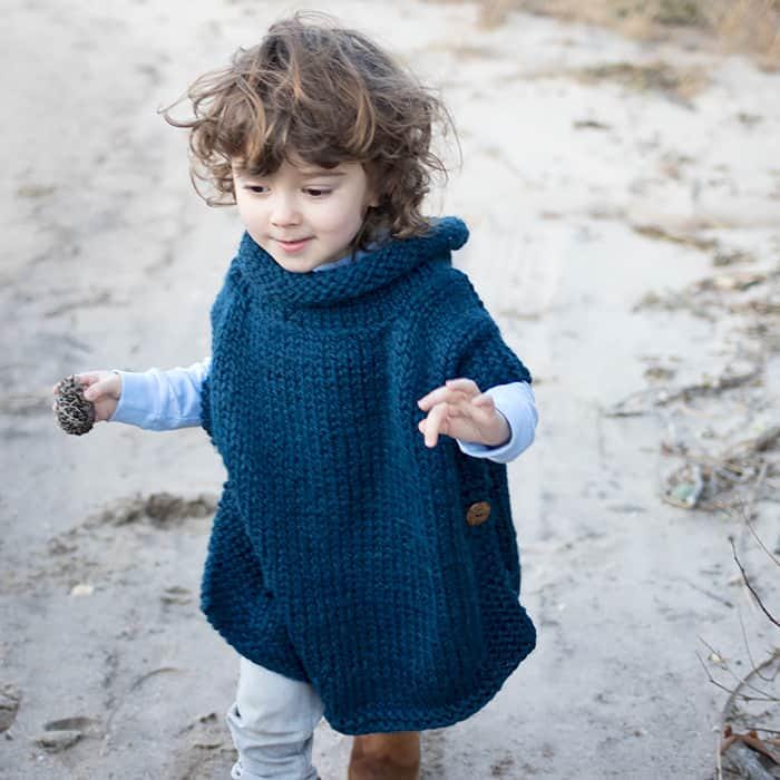 Easy Kid's Poncho Knitting Pattern