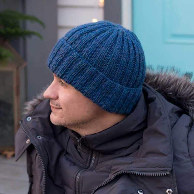 Knit men's hat straight needles sale