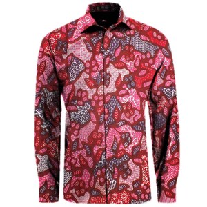Limited Edition One Madura Hand-Written Batik Shirt, Men&#39;s Long-Sleeved Batik Shirt, Free Shipping