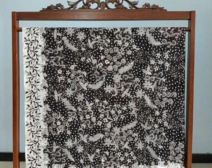 Black and White Hand-drawn Batik Cloth Typical of Java Indonesia, Made ...