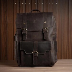 Leather Harrier Luggage Backpack - Men's Genuine Cowhide Backpack, Free Random Gift