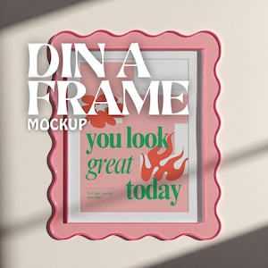 Rosa Wiggle-rammodell | Trendig modern estetik | DIN A-förhållande PSD och JPEG | Högupplöst Photoshop Smart Object