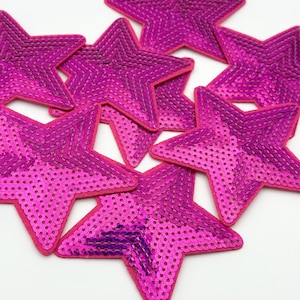 Fuchsia ster pailletten opstrijkpatch: doe-het-zelf appliqué (3&quot; x 3&quot;)