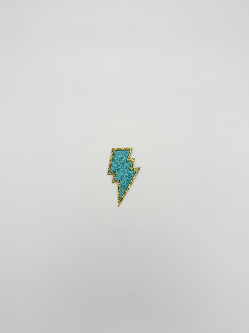 Glitter Lightning Bolt Patch: Colorful Embroidered Iron-on Applique - Etsy