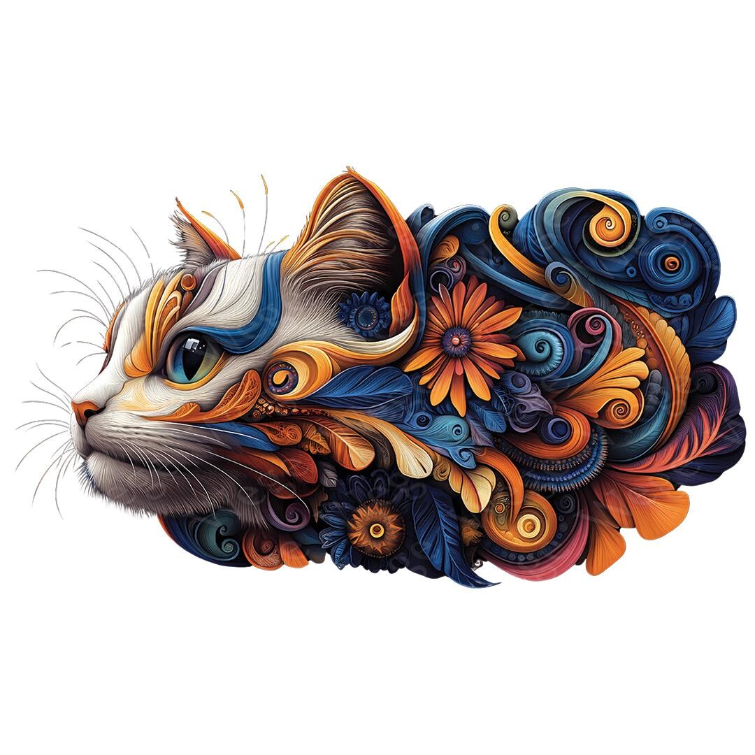 Colorful Cat | Digital Art Print, Wall Art, AI Generated, AI Art ...