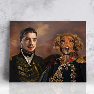 KING AND PRINCE Royal Portrait of Owner and Pet, Two Costumes Victorian portrait, Historical Portrait, Custom Royal Portrait, Royal Portrait