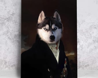 Renaissance Dog Portrait Royal Pet Portrait Royal Dog Costume Classic Dog Portrait Pet Painting King Queen Pet in attire Victorian Style