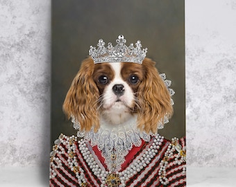 Royal Pet Portraits, Custom Renaissance Princess Pet Portrait, Queen Pet Portrait, Royal Pet Portrait, Fancy Pet Portrait, Pet Queen