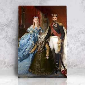 ROYAL FAMILY PORTRAIT, King Queen and Princess, Funny Pet Gifts, Classic Pet Portrait, Historical Portrait, Victorian Pet Portrait Pet Art