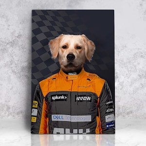 PORTRAIT DRLE D'ANIMAL DE COMPAGNIE - portrait d'animal de compagnie de course à partir de la photo, portrait d'animal de compagnie de coureur, cadeau de propriétaire d'animal de compagnie d'amateur de voiture, portrait d'animal de compagnie personnalisé, cadeau d'animal de compagnie drôle