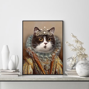 Princess Queen Pet in attire Victorian Style Renaissance Dog Portrait Royal Pet Portrait Royal Dog Costume Classic Dog Portrait Pet Painting