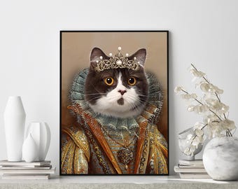 Princess Queen Pet in attire Victorian Style Renaissance Dog Portrait Royal Pet Portrait Royal Dog Costume Classic Dog Portrait Pet Painting