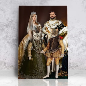 ROYAL FAMILY PORTRAIT, Pet Parents King Queen Prince And Princess, Funny Pet Gifts, Classic Pet Portrait, Historical Portrait Victorian Pet