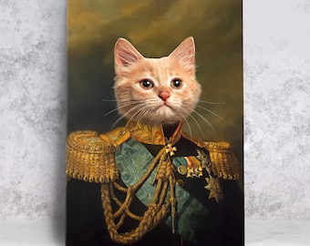 Cat Portrait CUSTOM PET ART Funny Dog Royal Pet Portrait, Historical Pet Portrait, Victorian portrait, Custom Pet Portrait, Royal Print Art