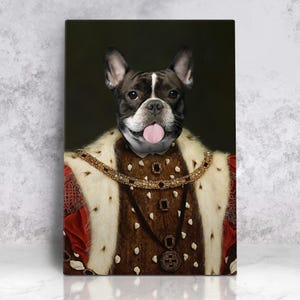 King Queen Pet in attire Victorian Style Renaissance Dog Portrait Royal Pet Portrait Royal Dog Costume Classic Dog Portrait Pet Painting