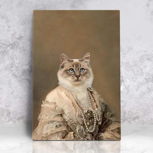 Renaissance Cat Portrait Royal Pet Portrait Royal Cat Costume Classic Cat Portrait Pet Painting King Queen Pet in Attire Victorian Style