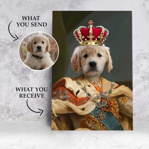 THE KING - Royal Pet Portrait from Photo, Custom Royal Dog Portrait on Canvas, Emperor Pet Portrait, Custom Pet Royalty, Regal Pet Art