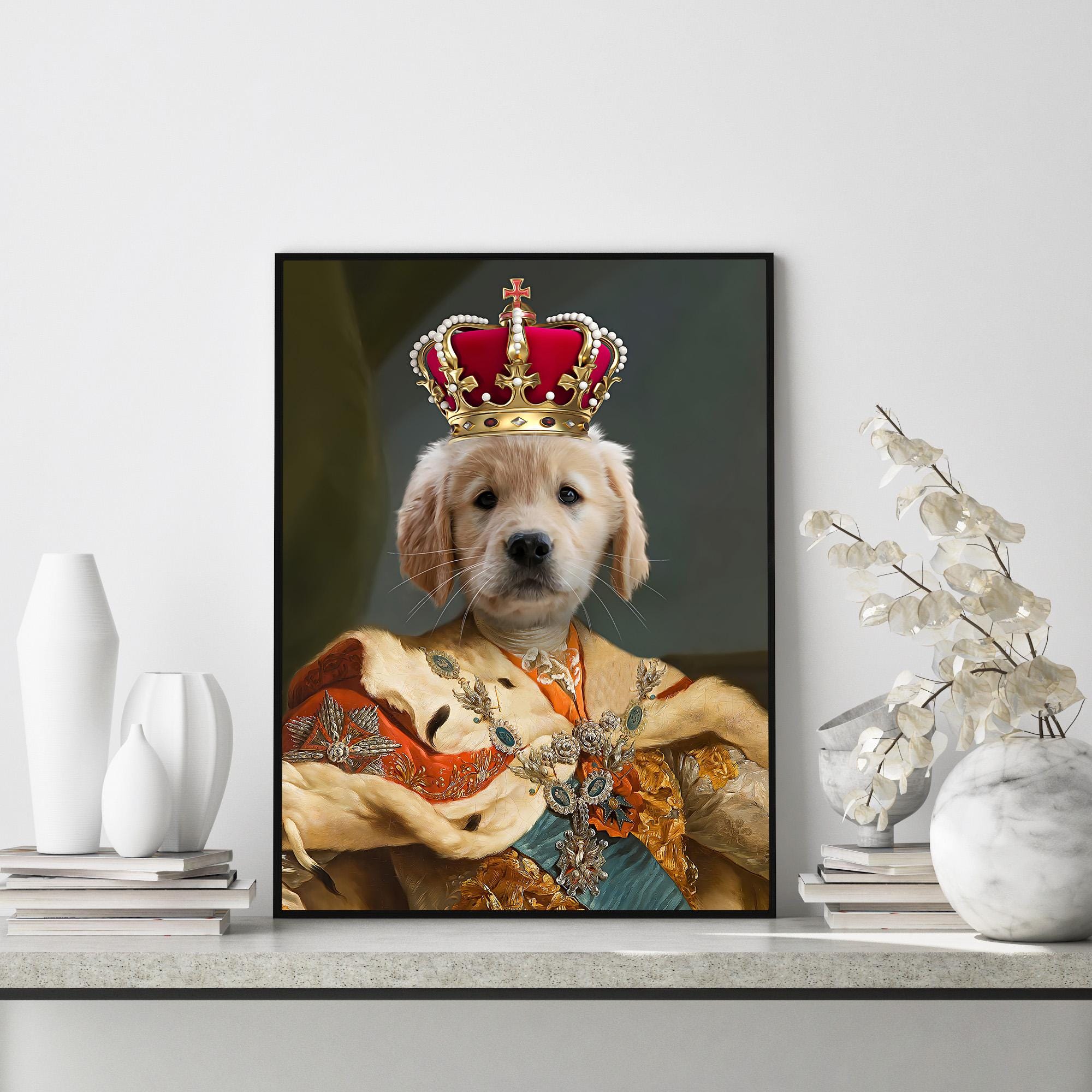 Pet Portrait Custom Royal Dog Portrait Gifts for Him Unique Funny Dog ...