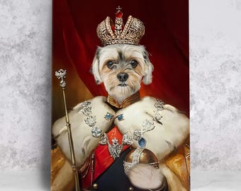 Royal Pet Portrait Royal Dog Portrait Renaissance Dog Pet Costume Classic Dog Portrait Dog Painting King Queen Pet in attire Historical