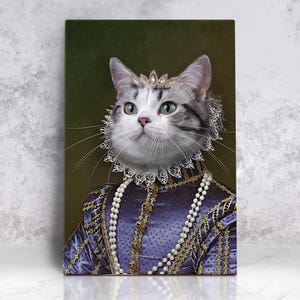 HER GRACE PORTRAIT  Baby Pet Lover Gift, Royal Cat, Photo to Portrait, Custom Dog Portrait, Personalized Victorian  Portrait For Your Pet,
