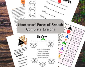 Lección de las partes del discurso: ejercicios de gramática y tabla de símbolos (descarga digital) - Inspirado en Montessori